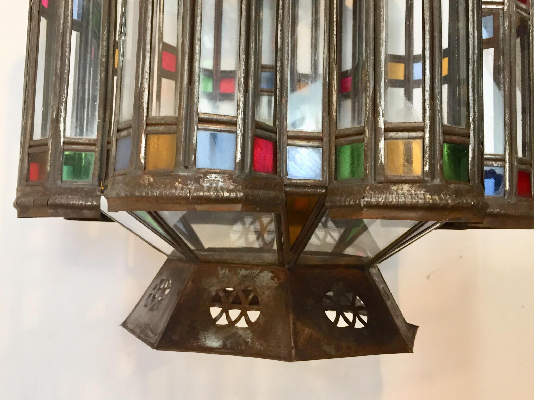 20th Century Mamounia Moorish Glass Lantern For Sale