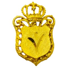 MAMSELLE signed Retro gold shield small designer brooch pin