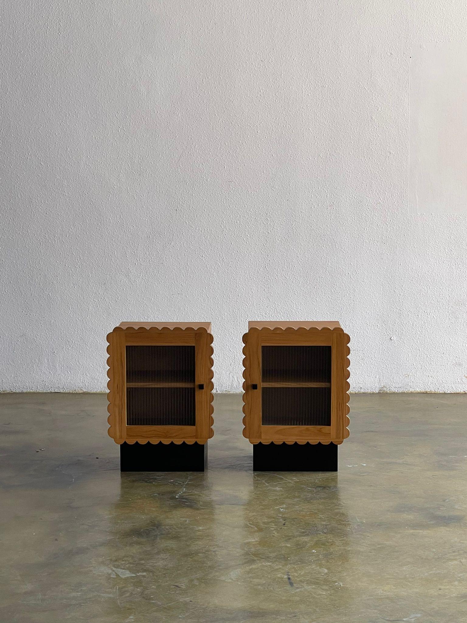 Mamun No.2 Side Table by Studio Kallang
Dimensions: W 45 x D 35 x H 62.5 cm
Materials: Solid Teak, Fluted Glass. 

STUDIO KALLANG IS A SINGAPORE AND SEATTLE BASED PROJECT FOCUSING ON OBJECTS DESIGNED BY FAEZAH SHAHARUDDIN.
PIECES ARE PLAYFUL