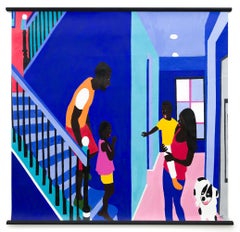 "Daddy I See You", Familial Scene, Acrylic on Canvas Contemporary Painting