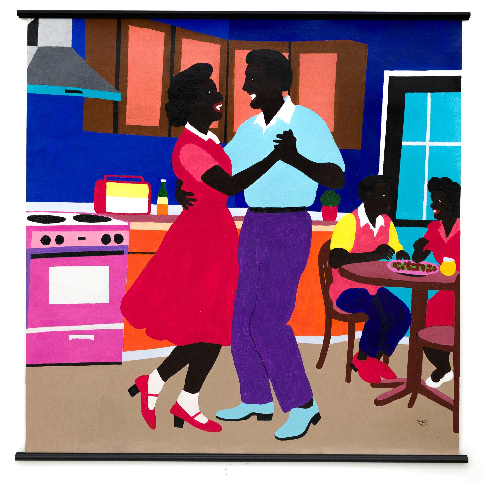 Mamus Esiebo Figurative Painting - "Look into my Eyes and Dance with Me II", Expressive Painting of Dancing Couple