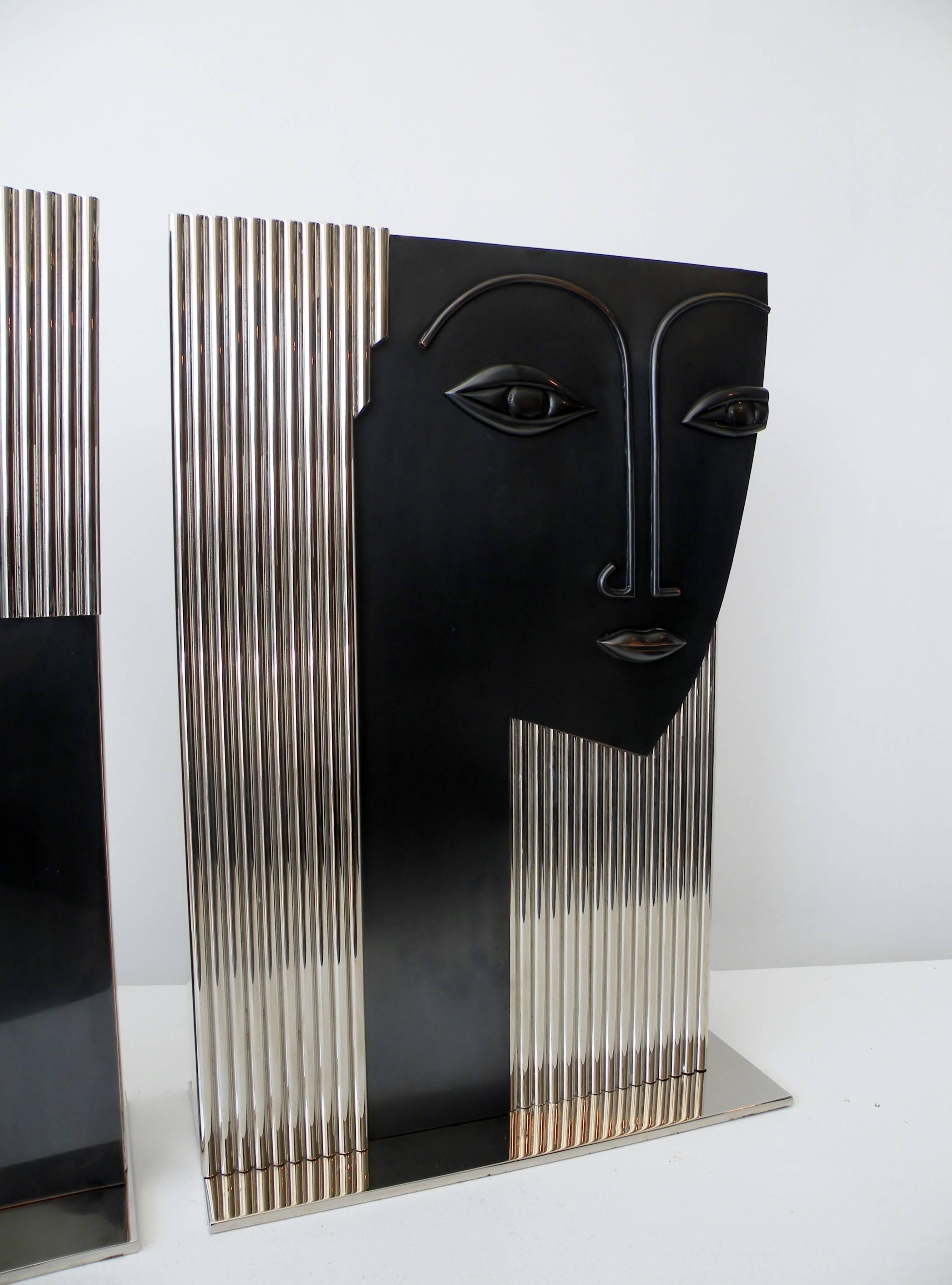 Mid-Century Modern Man and Woman Face Vases Art Deco Style after Franz Hagenauer