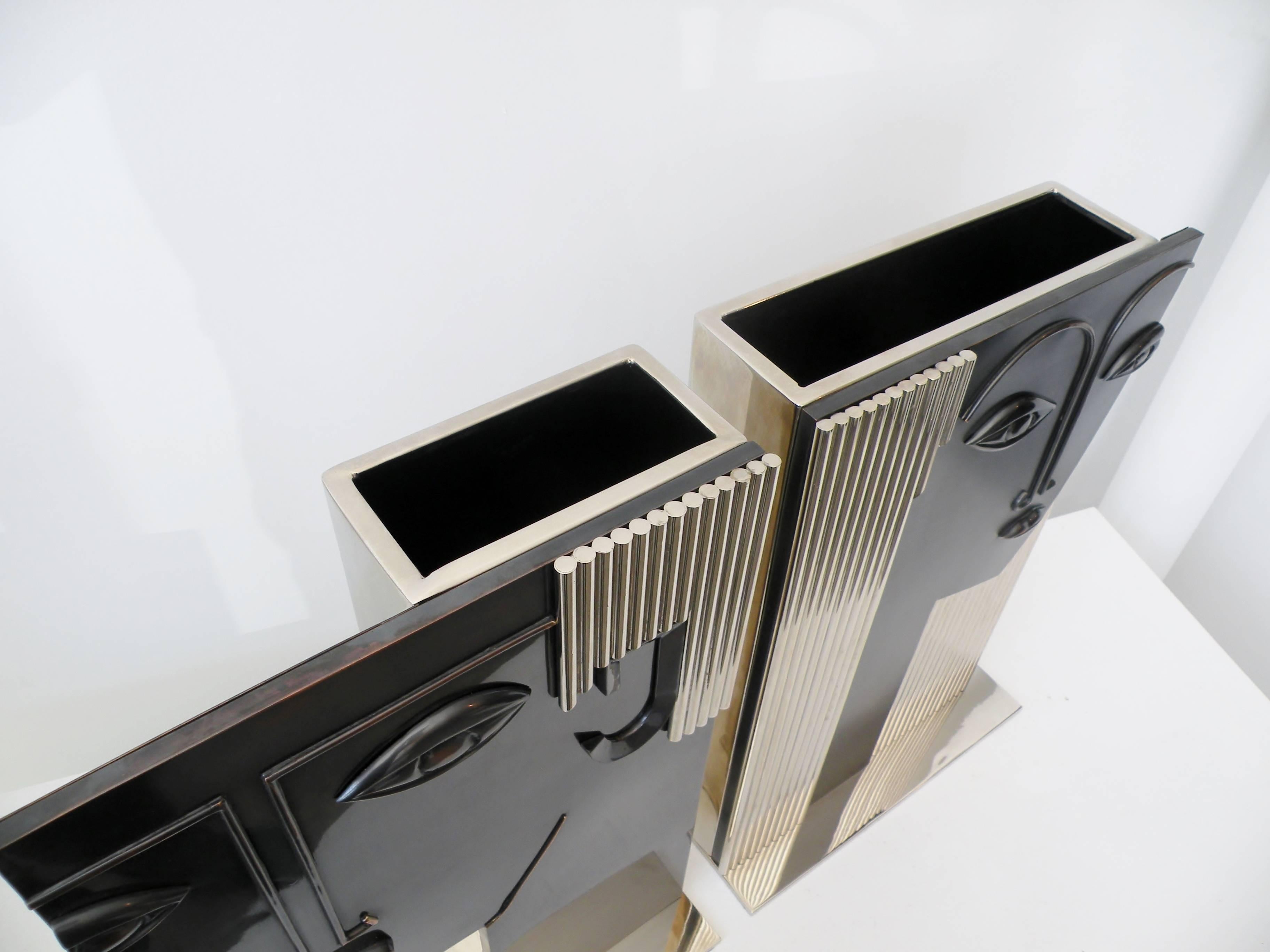 20th Century Man and Woman Face Vases Art Deco Style after Franz Hagenauer