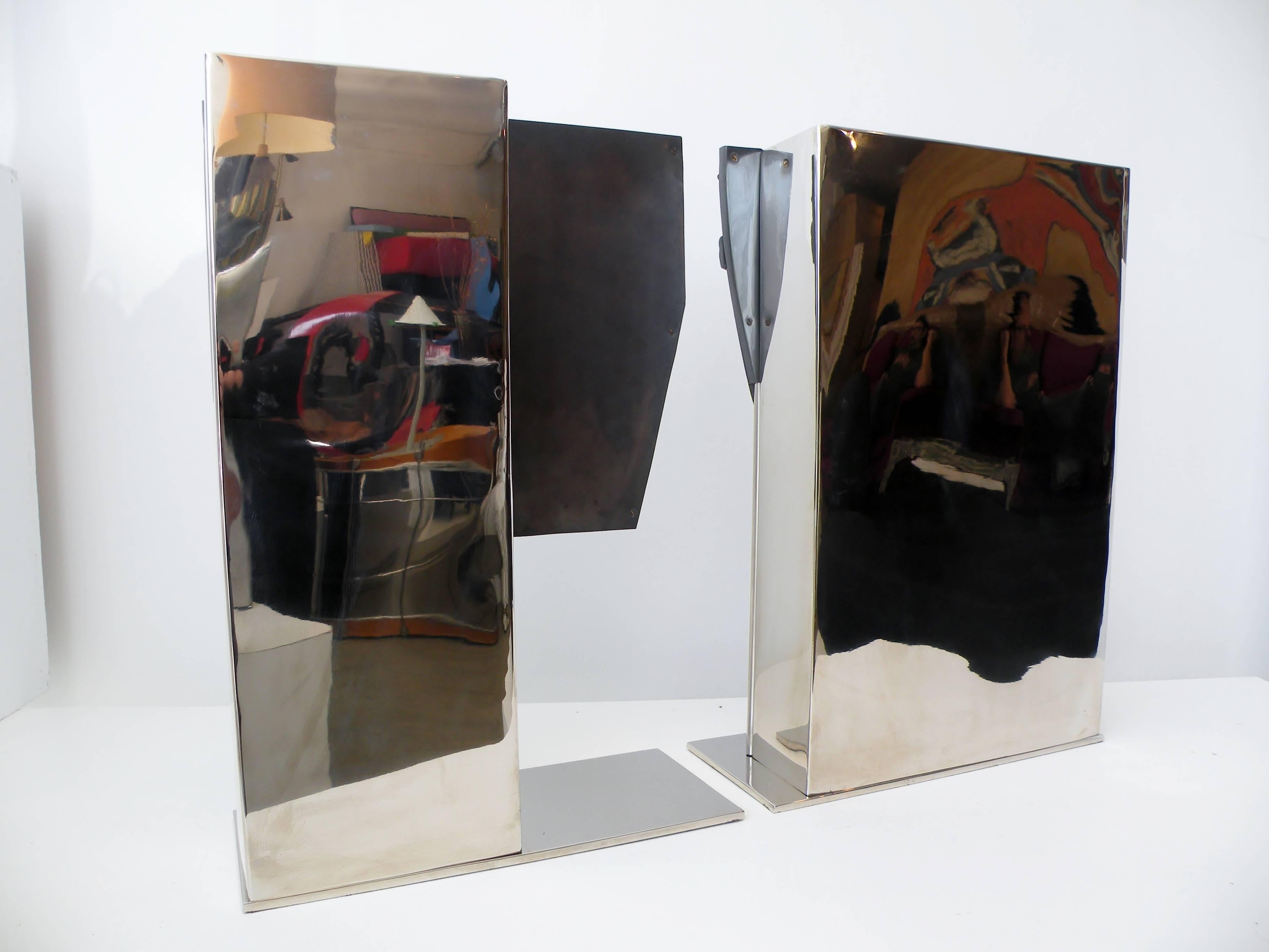 Steel Man and Woman Face Vases Art Deco Style after Franz Hagenauer