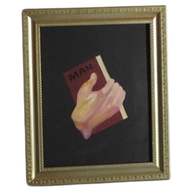 'HOMBRE' Pintura acrílica abstracta enmarcada, EE.UU.