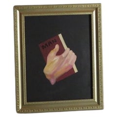 Vintage 'MAN' Abstract Framed Acrylic Painting, USA