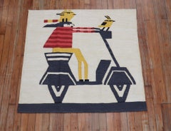 Man and Birds on Scooter Persian Flat-Weave