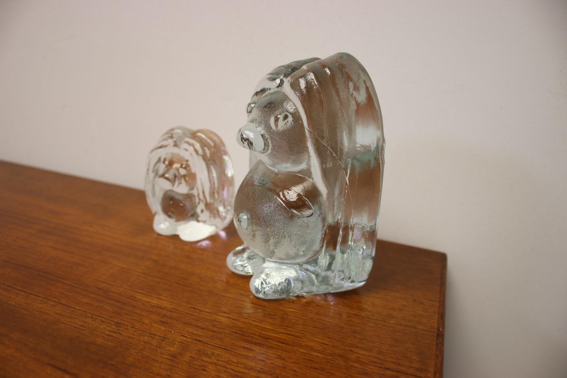 Man and Woman Danish Trolls Made of Solid Pressed Glass In Good Condition In Oostrum-Venray, NL