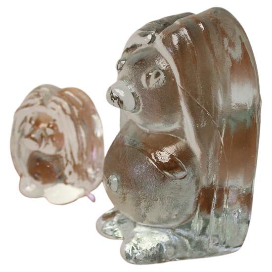 Man and Woman Danish Trolls Made of Solid Pressed Glass For Sale