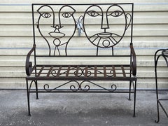 80s John Risley Inspired Man and Woman Pop Art Iron Bench