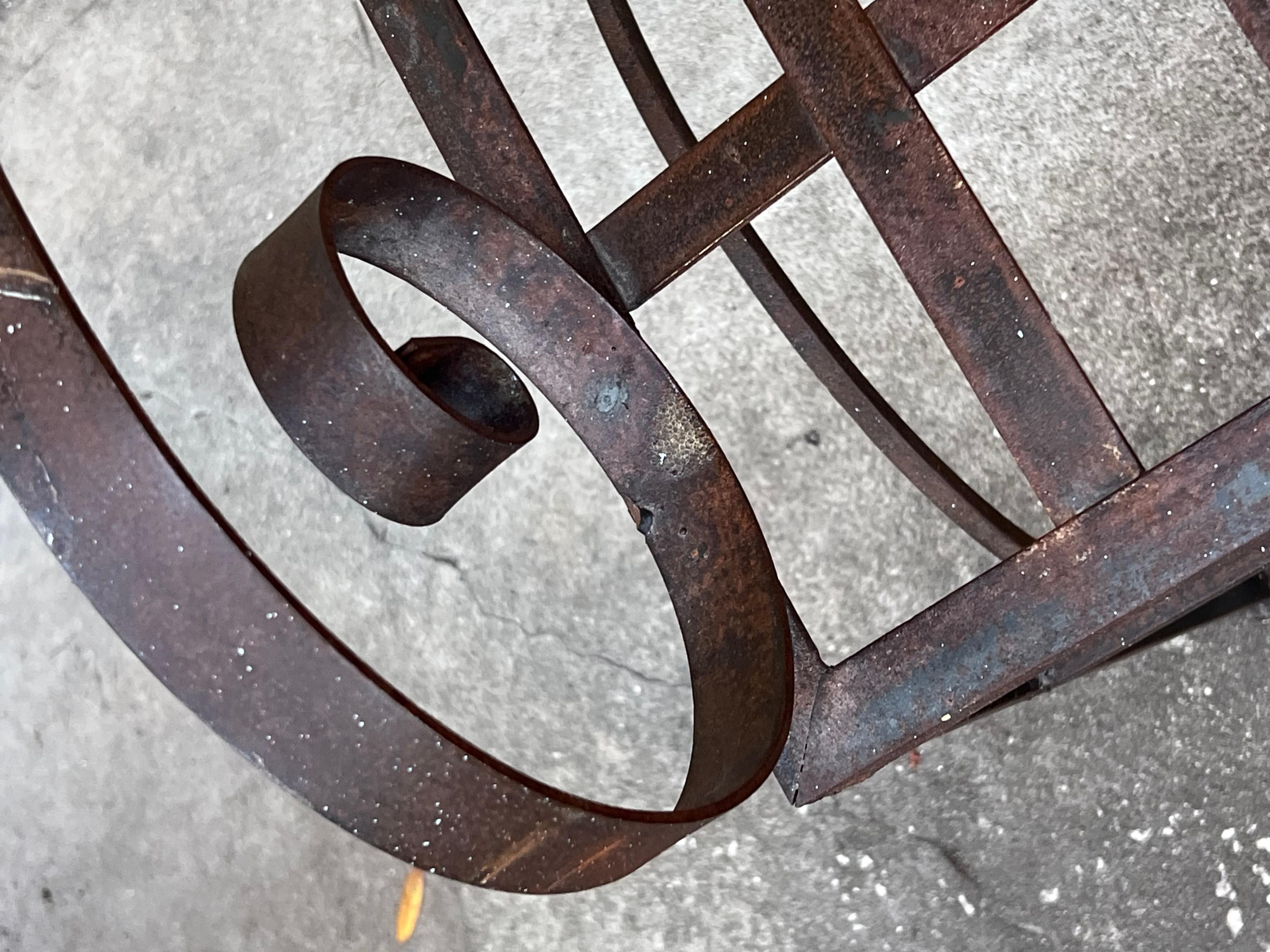 Late 20th Century 80s John Risley Inspired Man and Woman Pop Art Iron Bench