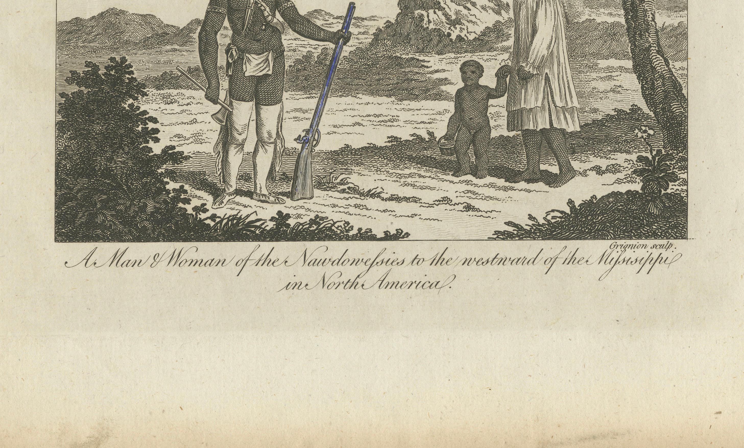 Man and Woman of the Naudowessies, Mississippi Region – 18th Century Engraving