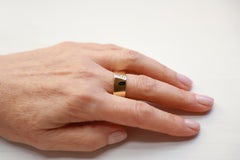 Man Cigar Band 0.08 Karats White Diamonds 18 Karats Yellow Gold Design Ring