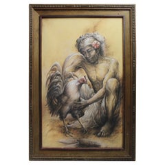Man & Cockerel par Nyoman Ridi