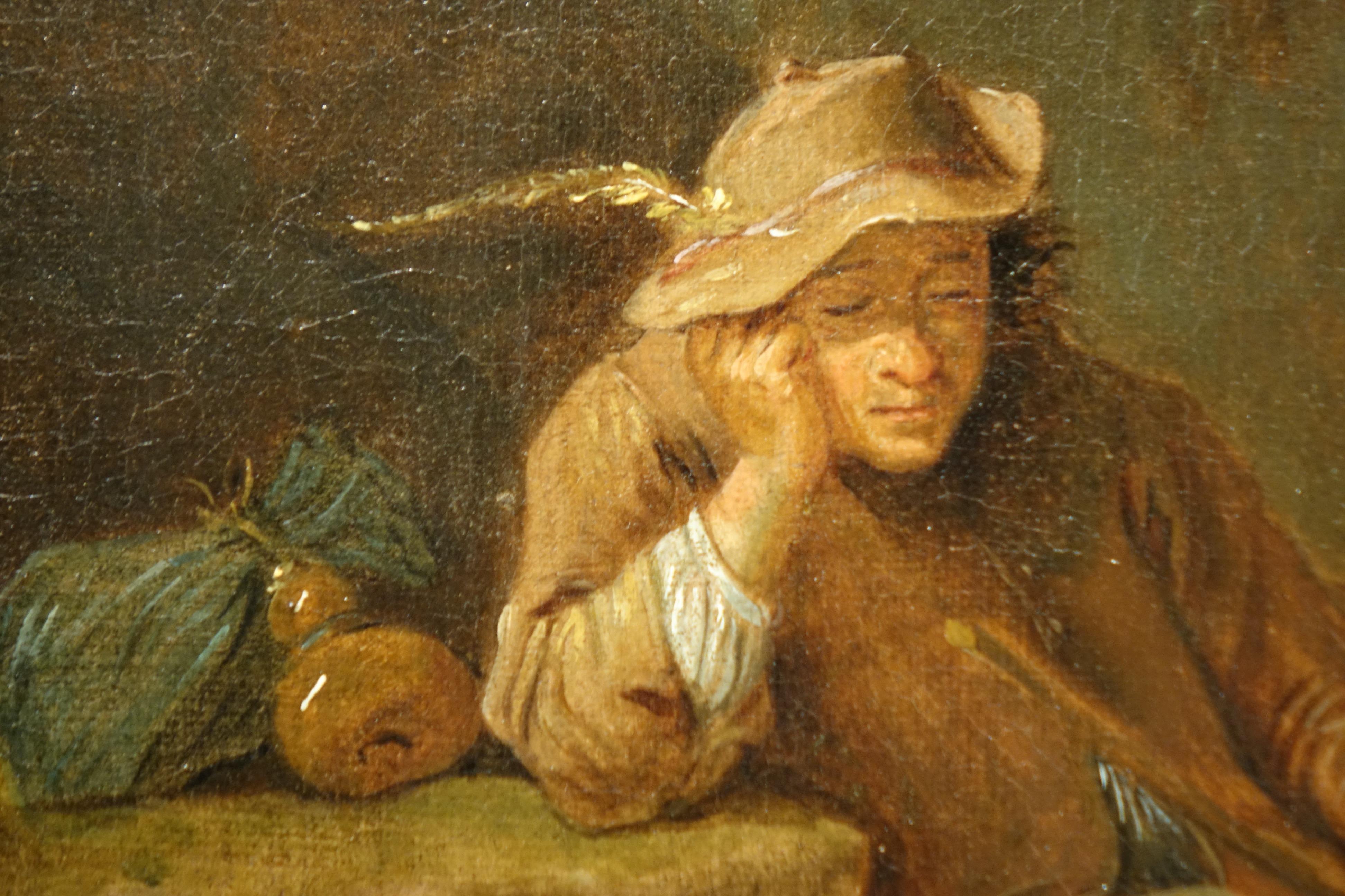 Man Dozing with his Dog, attributed to David Teniers the Younger( 1610-1690) In Good Condition For Sale In PARIS, FR