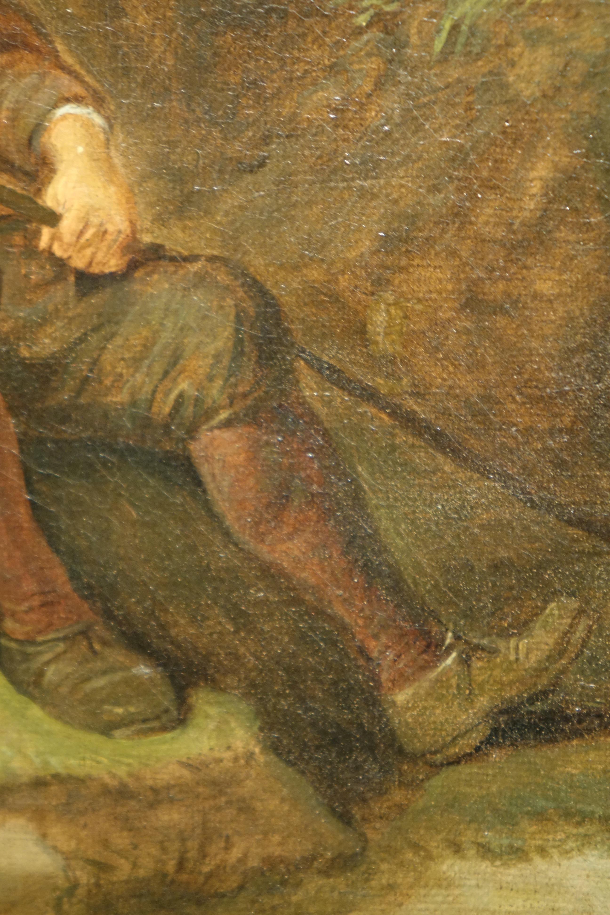18th Century and Earlier Man Dozing with his Dog, attributed to David Teniers the Younger( 1610-1690) For Sale