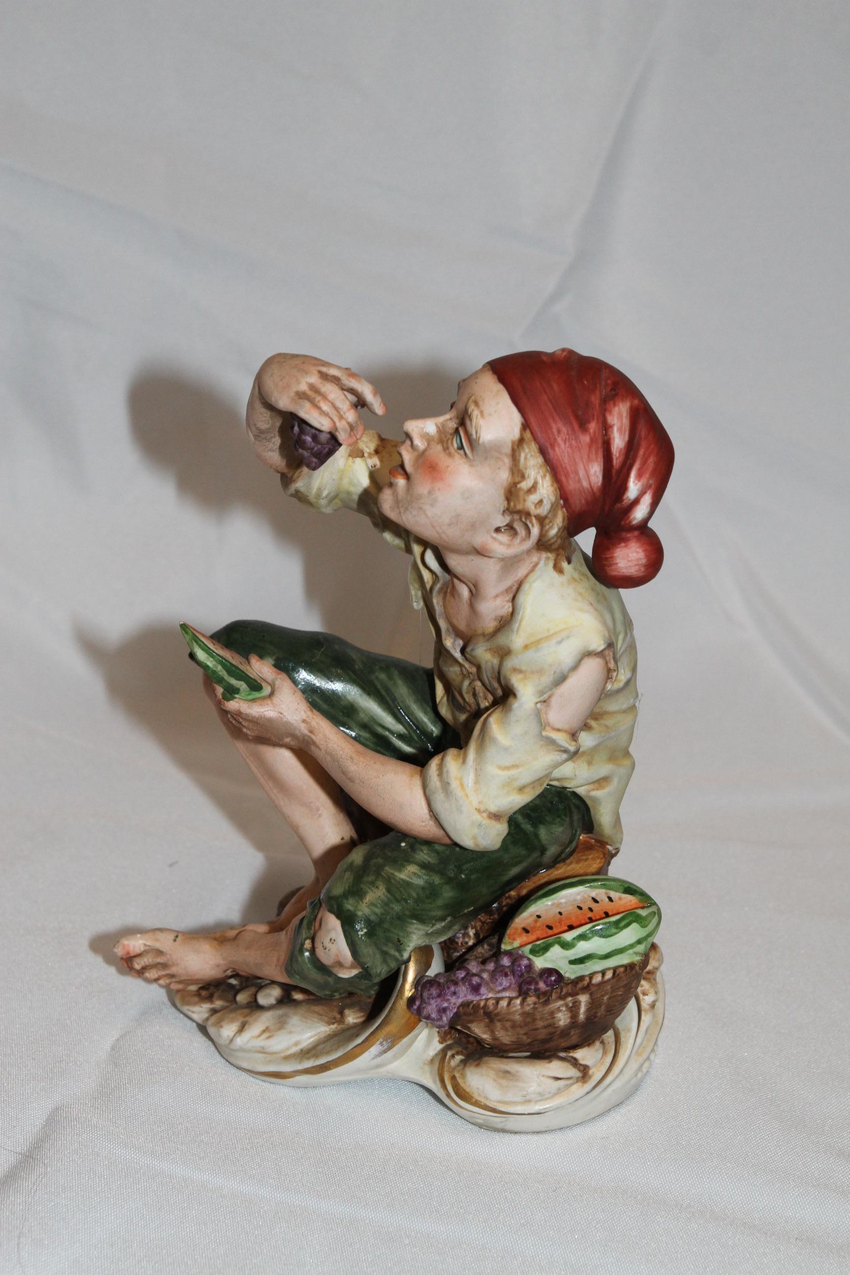 Scultura di uomo che mangia uva e anguria In condizioni buone in vendita a Pasadena, TX