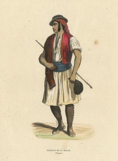 Man from Murcia, Spain – Hand-Coloured Lithograph by Markaert, c.1845