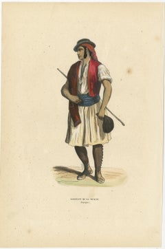 Man from Murcia, Spain – Hand-Coloured Lithograph by Markaert, c.1845