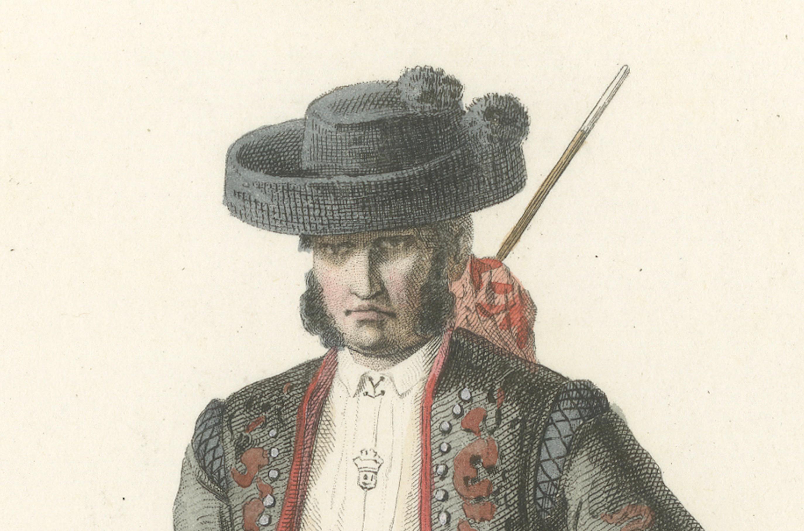 Hombre de los alrededores de Granada - Litografía, Espagne et Portugal, ca.1845 Grabado en venta