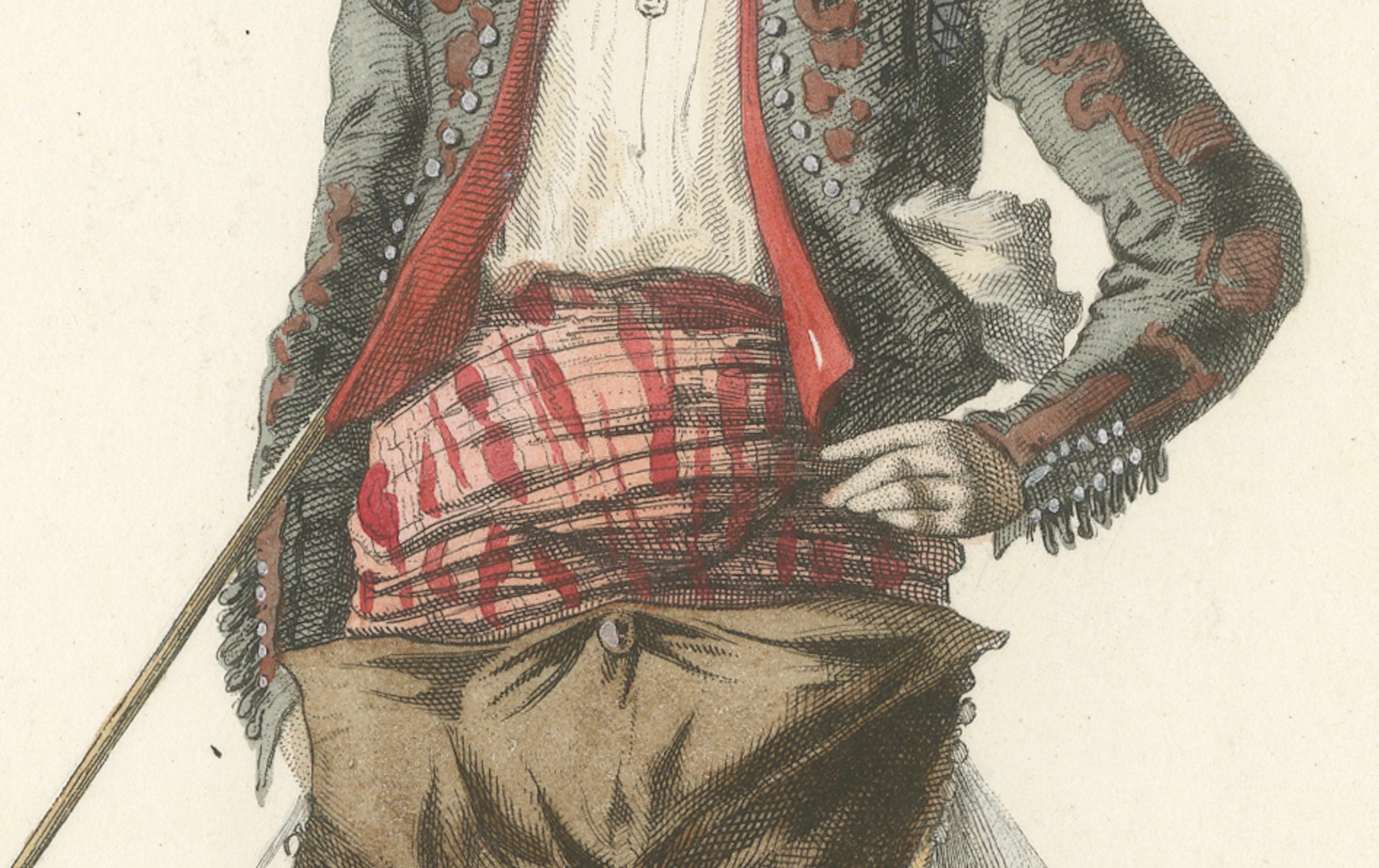 Hombre de los alrededores de Granada - Litografía, Espagne et Portugal, ca.1845 en Bueno estado para la venta en Langweer, NL