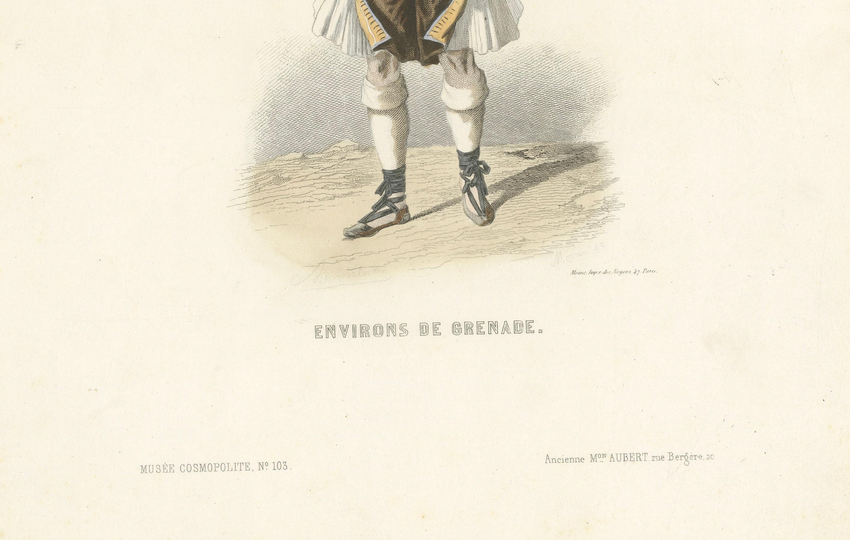 Hombre de los alrededores de Granada - Litografía, Espagne et Portugal, ca.1845 Papel en venta