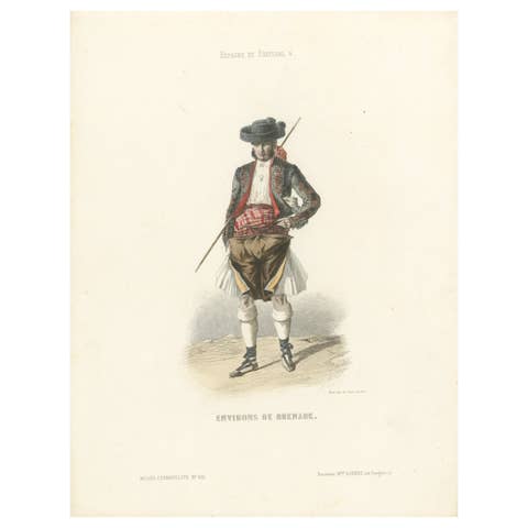 Man from the Environs of Granada – Lithograph, Espagne et Portugal, ca.1845
