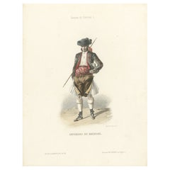 Antique Man from the Environs of Granada – Lithograph, Espagne et Portugal, ca.1845