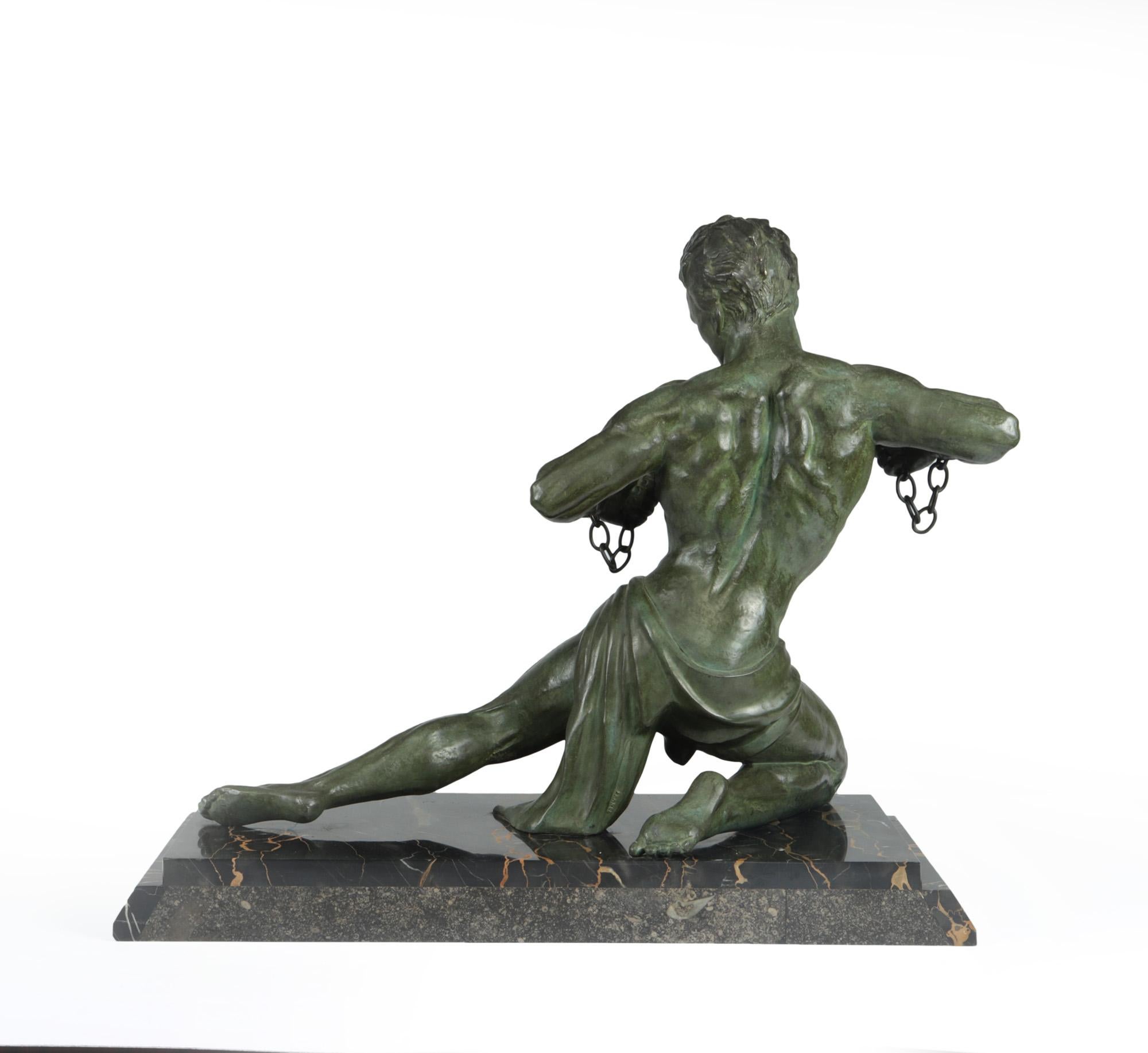 Spelter Man in Chains by Roncourt, c1930