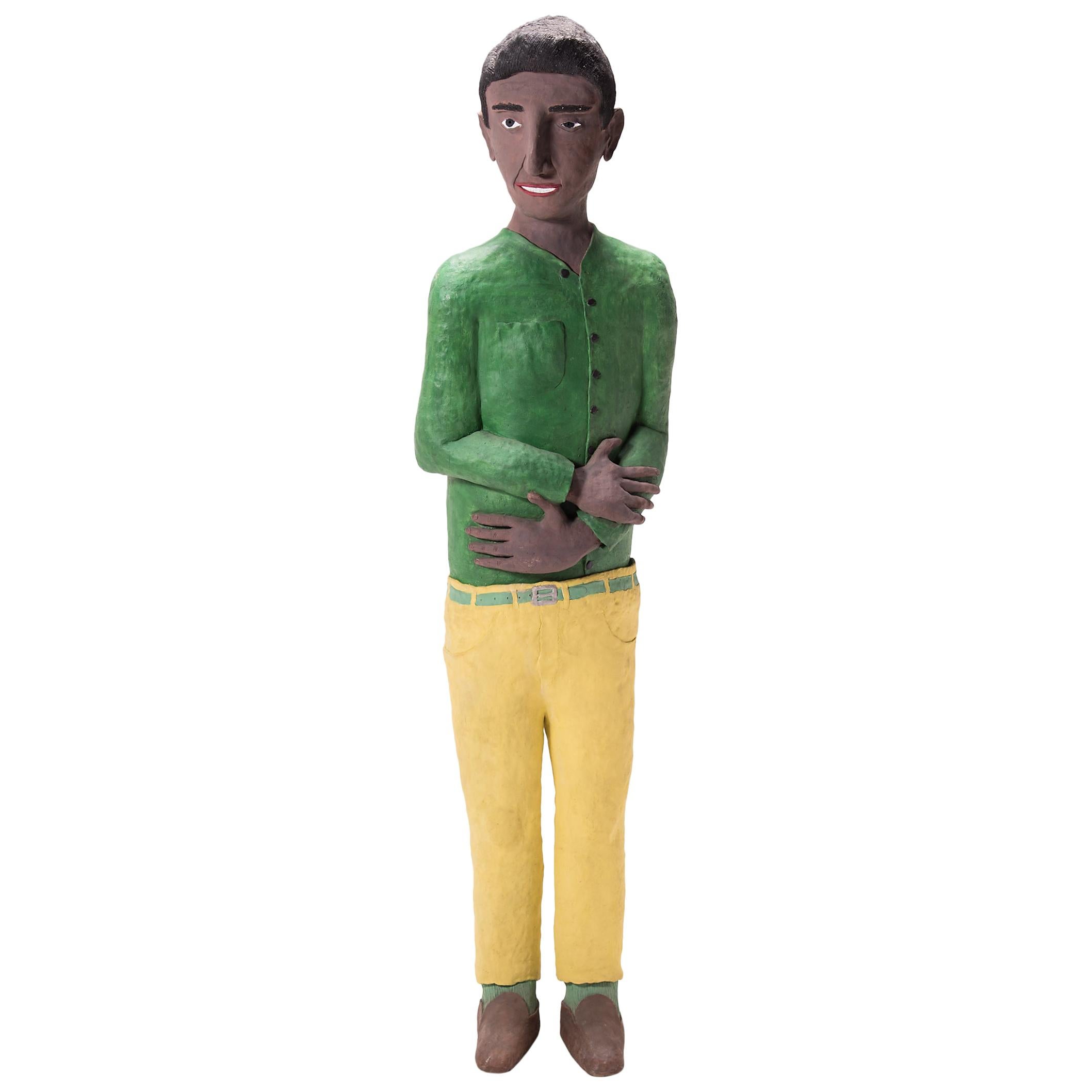 ""Man in Green Shirt"" von Allan Winkler im Angebot