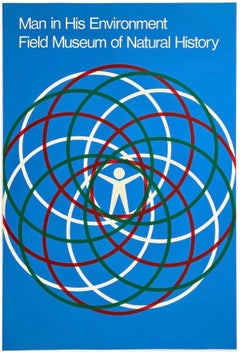 MAN IN HIS ENVIRONMENT - FIELD MUSEUM Original Vintage Silkscreen Poster Chicago