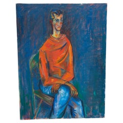 "Man in Red and Blue" Mid 20th Century Portrait Dated 1959