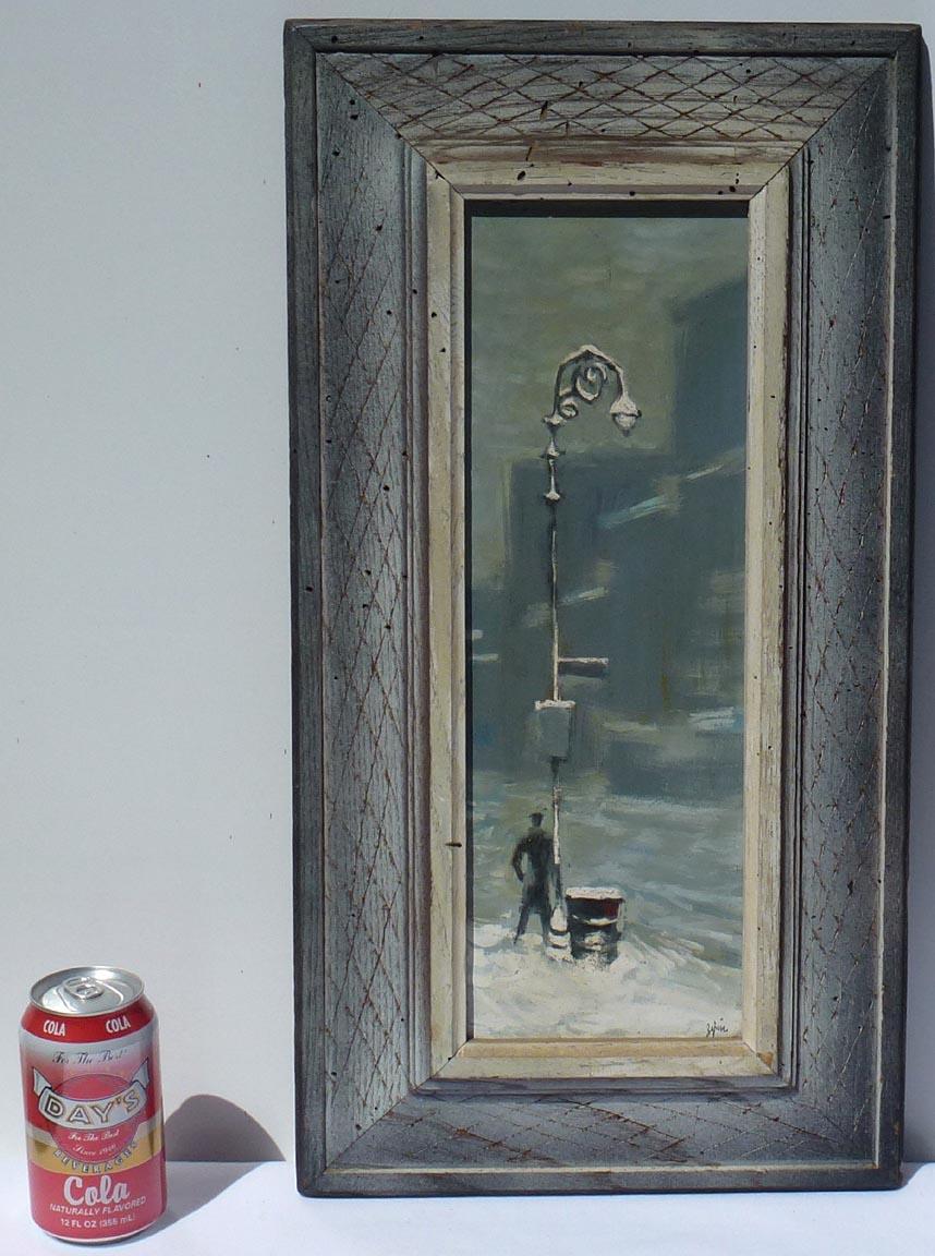 Man in Snow, oil on board. Late 1950's or early 1960's by the late Martin Zipin  In Good Condition In Fort Payne, AL