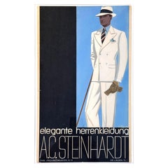 "Man in White Suit", Men's Fashion Painting by Wiencke for Berlin Clothing Shop