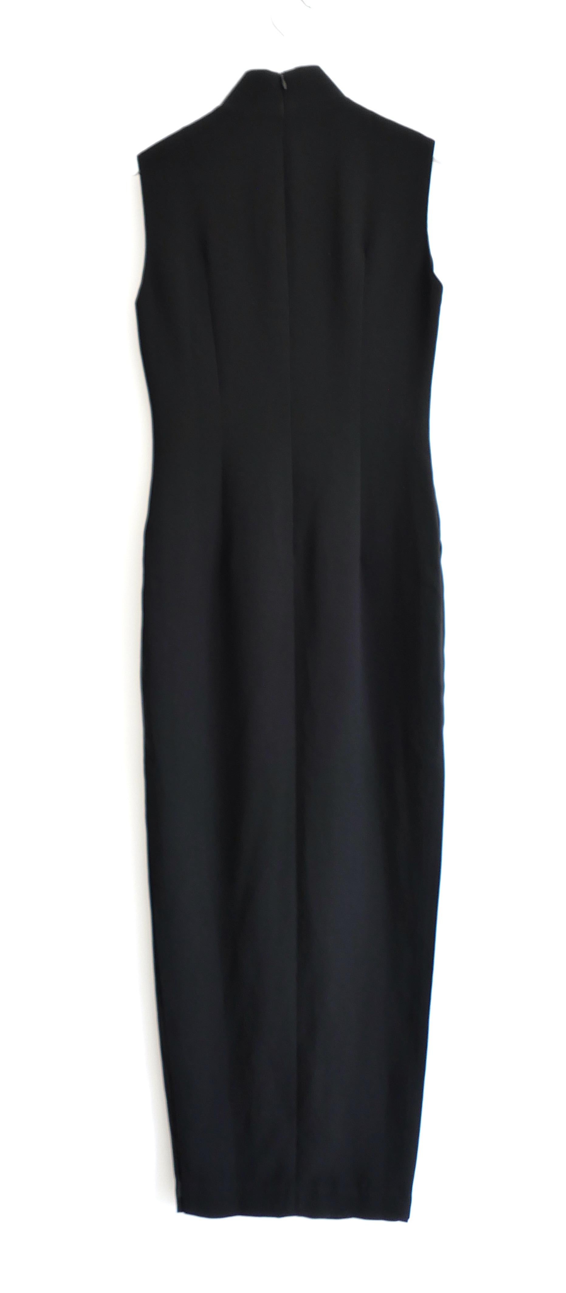 Women's Man Lou Lan Gold Embellished Black Crepe QiPa Cheongsam Dress For Sale