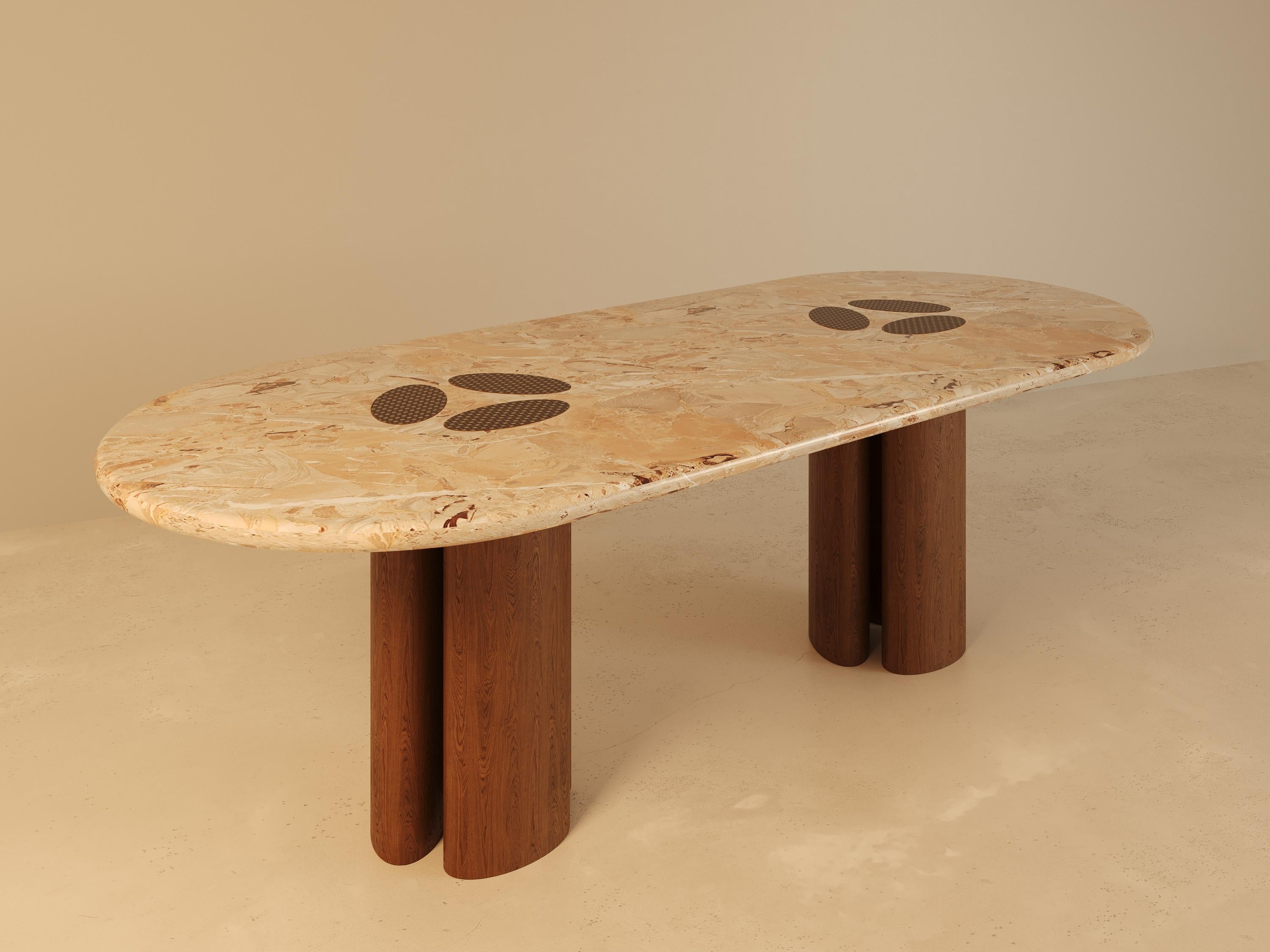 Modern Man o To Monolithic Marble Dining Table by VandaVee For Sale