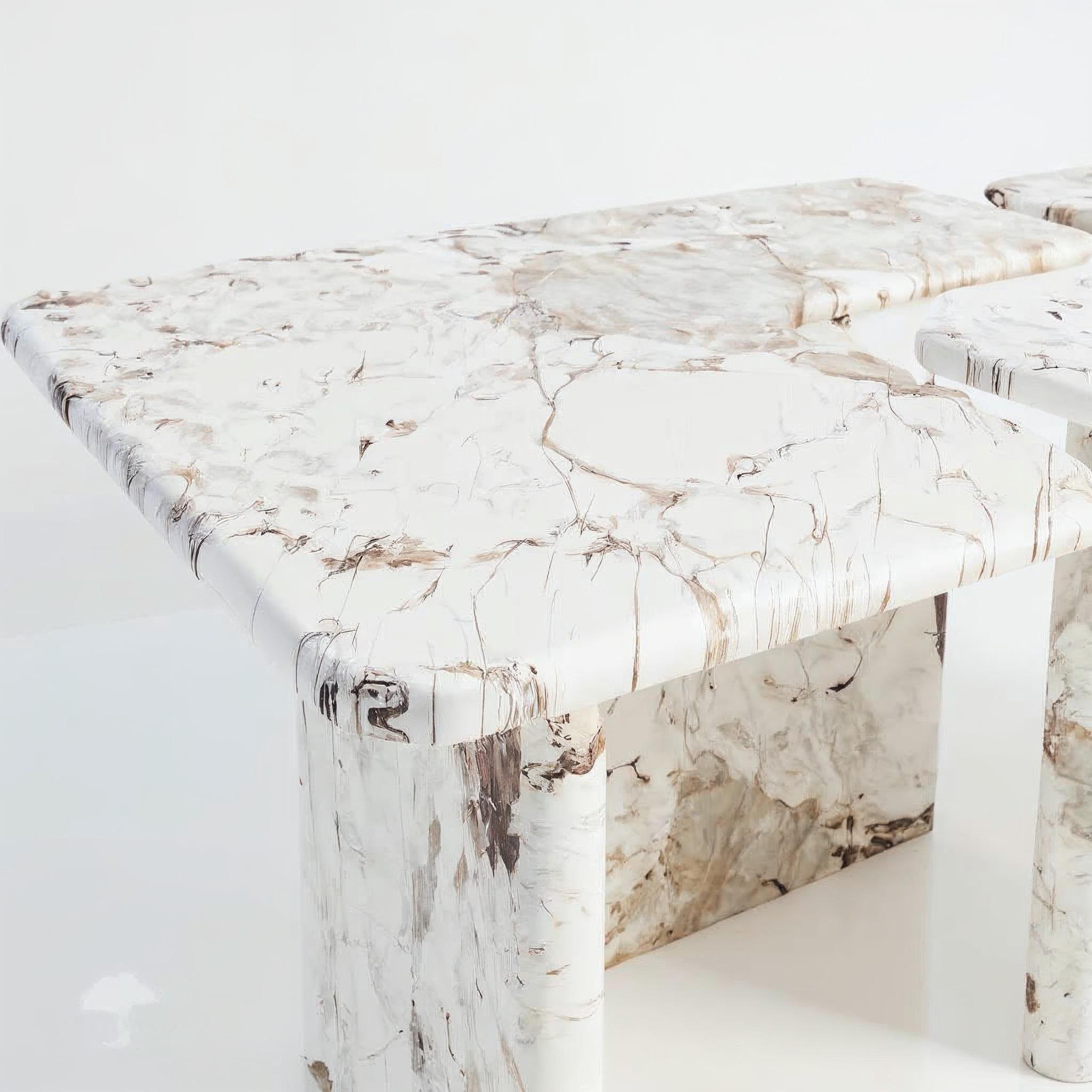 Modern Man o To Monolithic Marble Dining Table by VandaVee For Sale