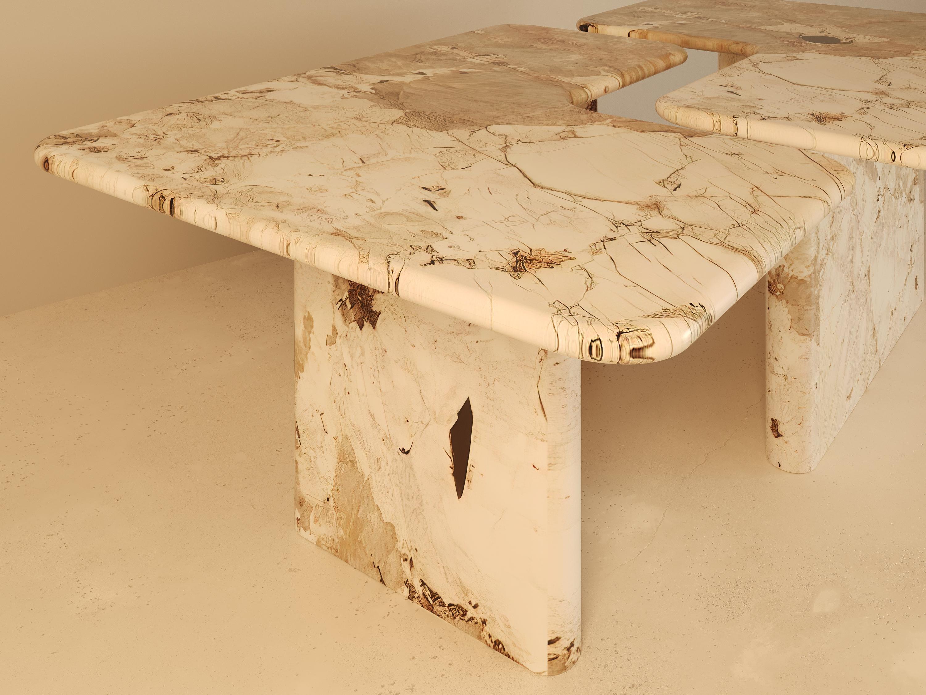 Man o To Monolithic Marble Dining Table by VandaVee For Sale 1