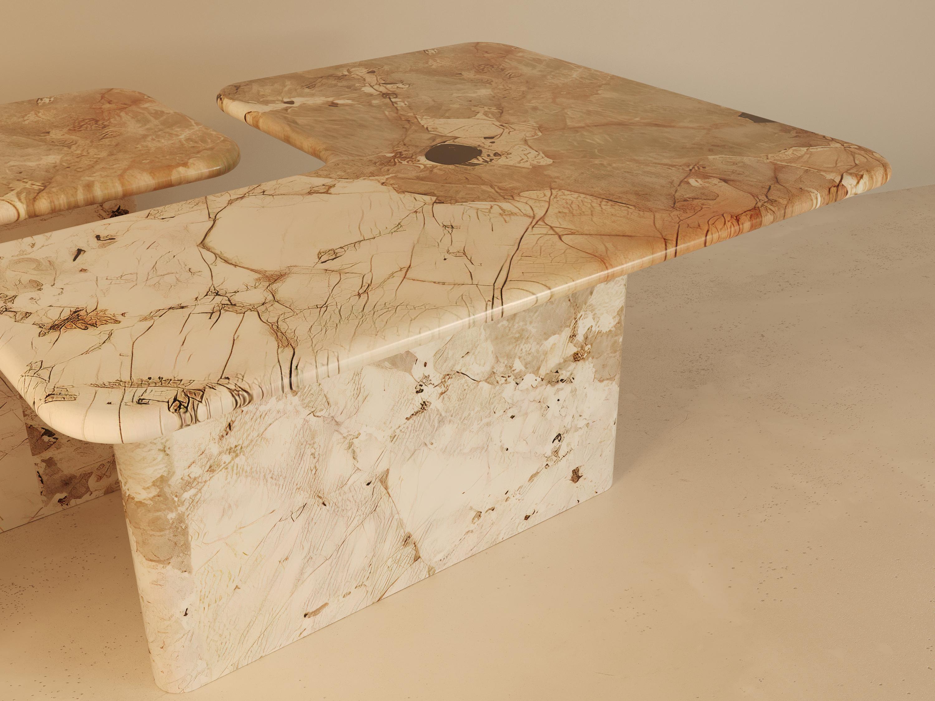 Man o To Monolithic Marble Dining Table by VandaVee For Sale 2