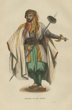 Man of Mount Lebanon, Levantine Costume, Antique Hand-Colored Print, 1854