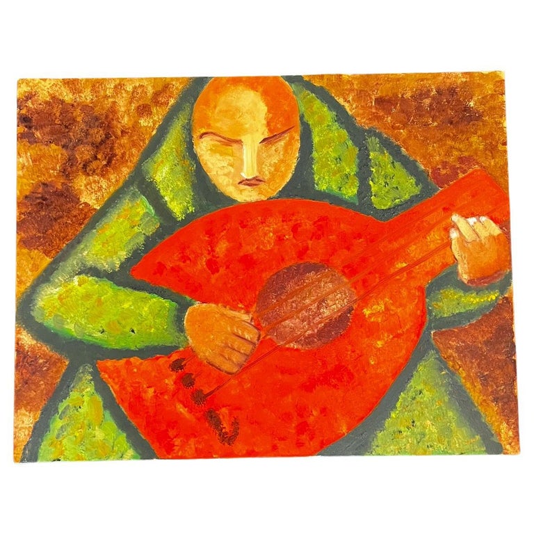 Amfyn Guitar Player 1910 Painting With Wood Photo Frame (Multicolor) main image 1