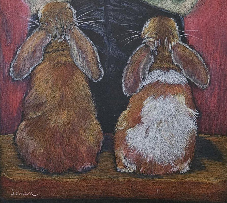 ARTE: Acquerello originale firmato, Uomo con le spalle ai conigli 
*****AVVISO: IL NOSTRO NEGOZIO 1ST DIBS CHIUDE ALLA FINE DI MAGGIO*****
Questo è uno splendido disegno a matita acquerellata su carta di cotone pesante senza acidi. Misura circa 14 x