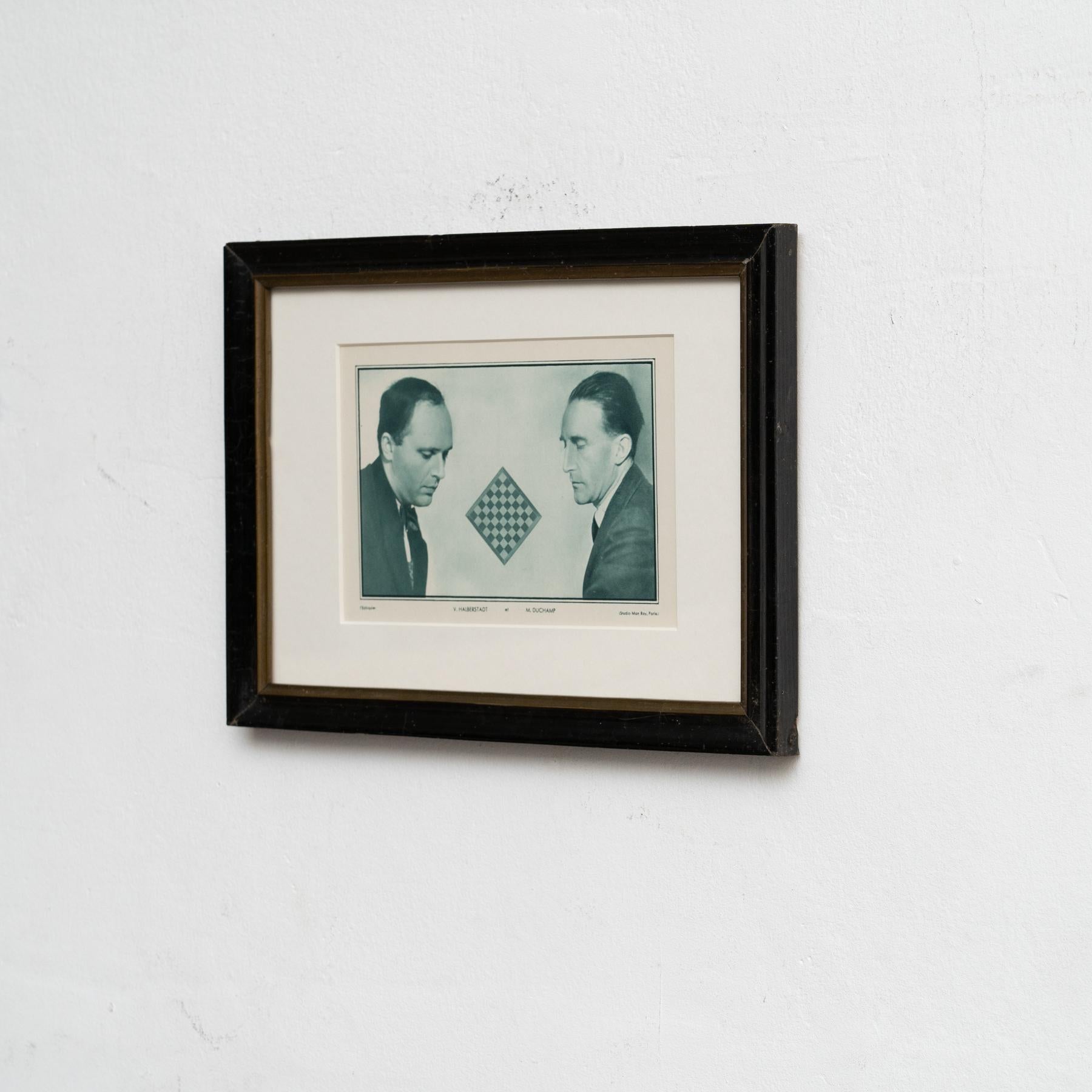Mid-Century Modern Man Ray Le Monde des Echecs Framed Photographic Print of Marcel Duchamp