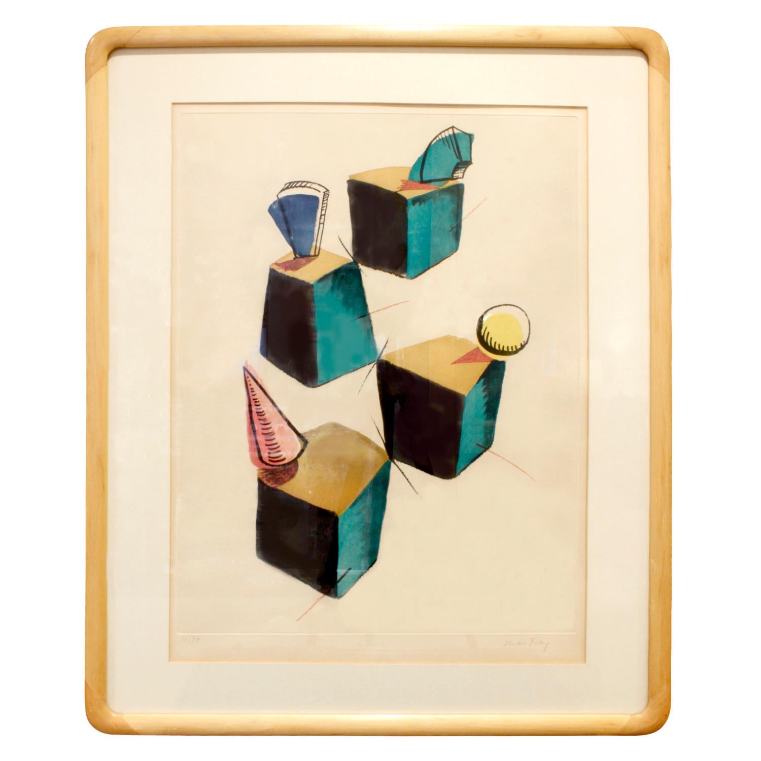Man Ray Lithograph with Geometric Motif, 1960s 'Signed'