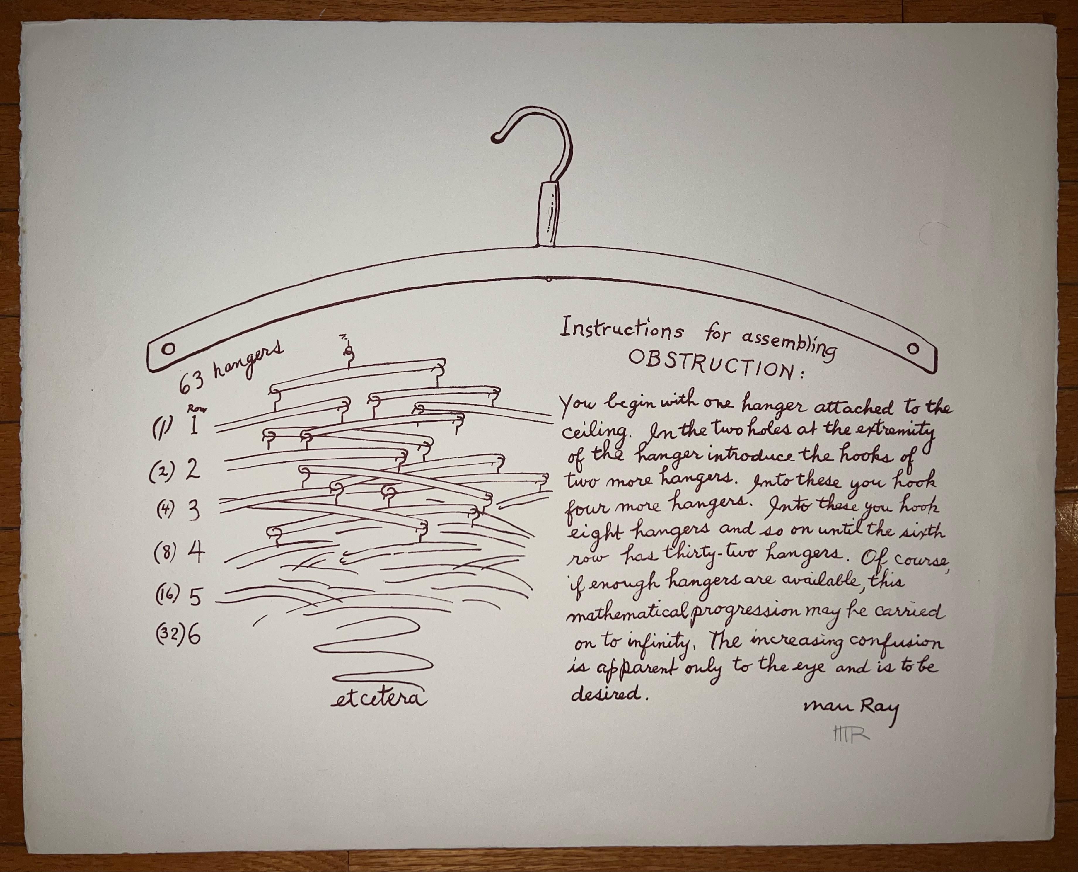 Man Ray Obstruction Instructions 1964 Signed by Man Ray in Pencil In Good Condition In Brooklyn, NY