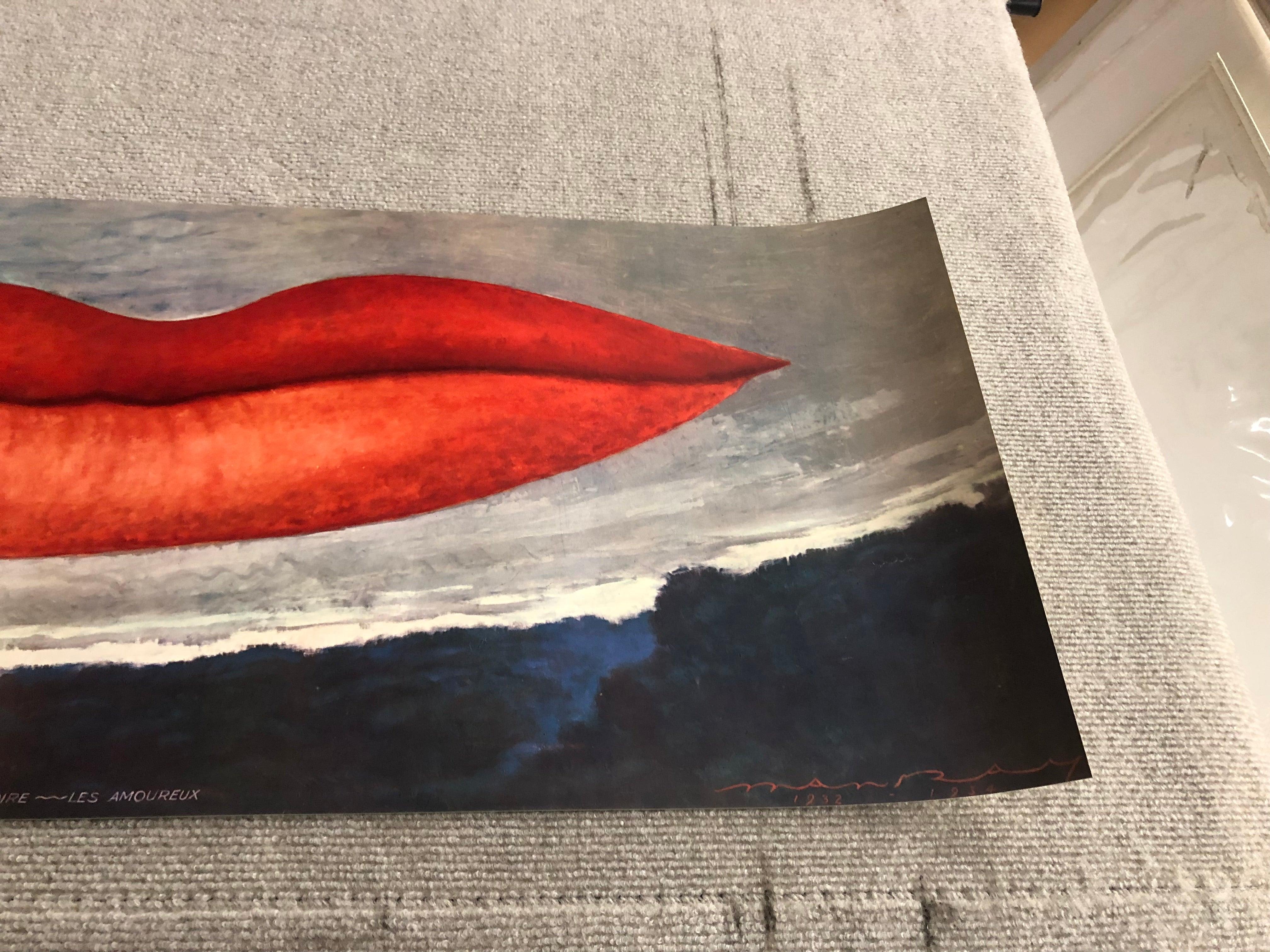 1966 Man Ray 'Lips (No Text)' Pop Art Red, Gray, Brown USA Offset Lithograph 3