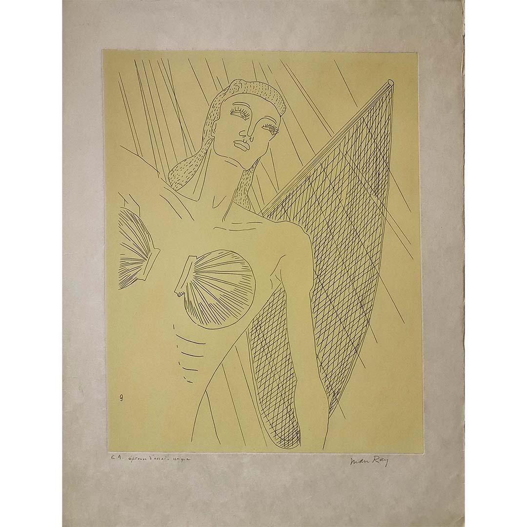 Very nice lithograph by Man Ray ( 1890 - 1970 ) who was an American visual artist and spent most of his career in Paris.
This unique trial proof is hand signed by the artist.
He was a key figure in Dada and Surrealism, one of the few Americans
