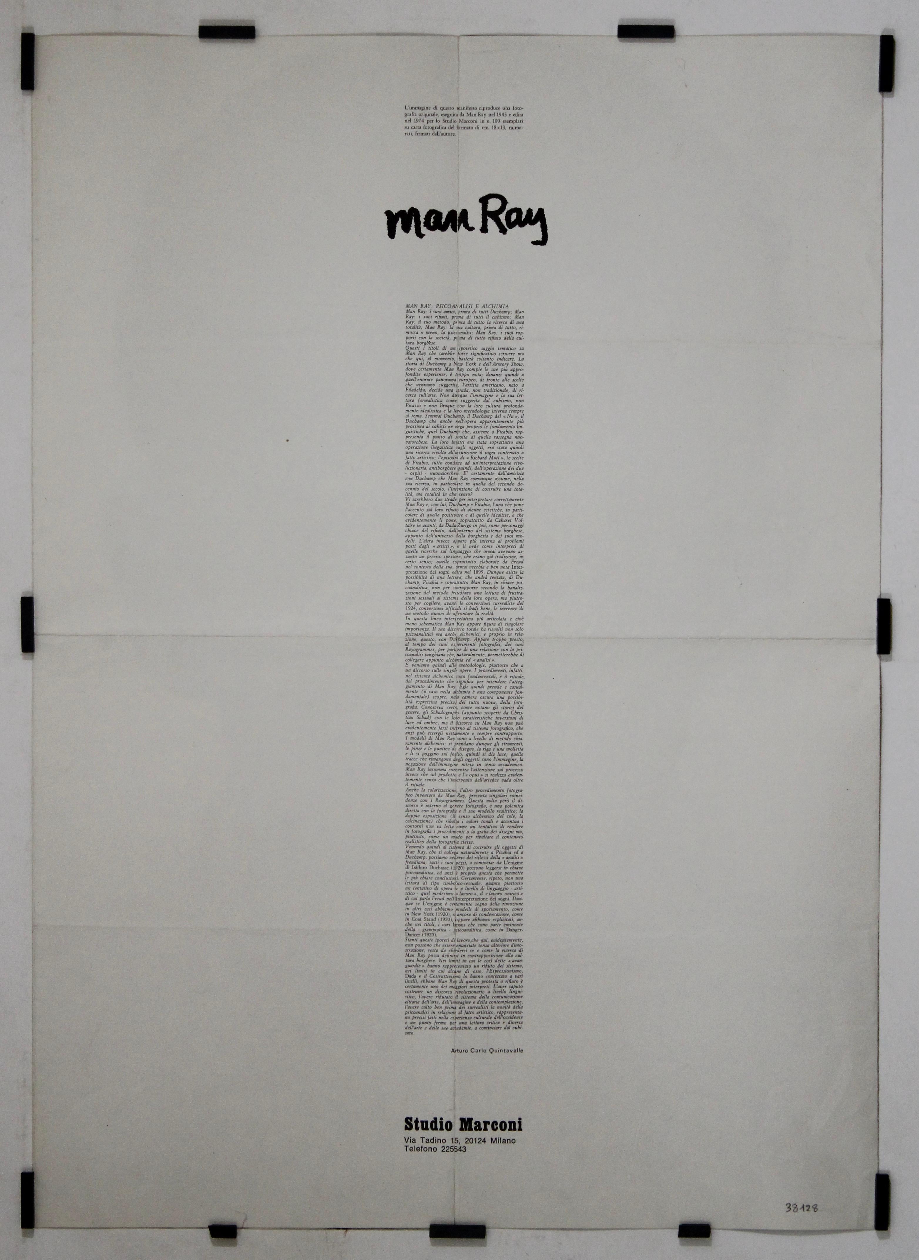 1974 exhibition poster for Man Ray: Psicoanalisi e Alchimia For Sale 3