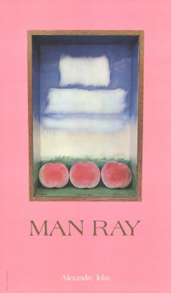 1980 Man Ray 'Three Peaches' Surrealism Pink, White, Blue, Green France Offset