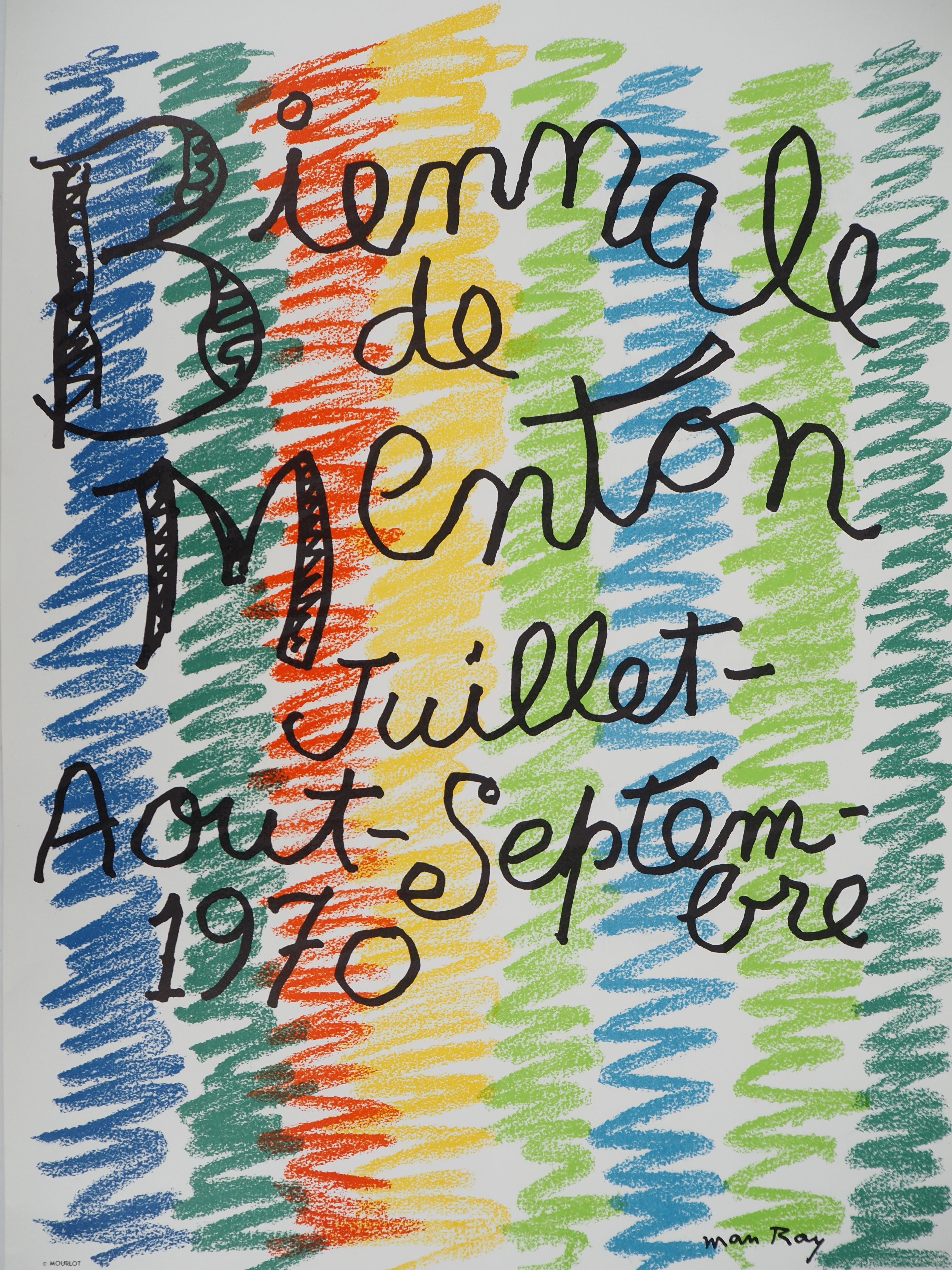 Color Rainbow : Biennale de Menton - Original lithograph poster (MOURLOT) - Gray Abstract Print by Man Ray
